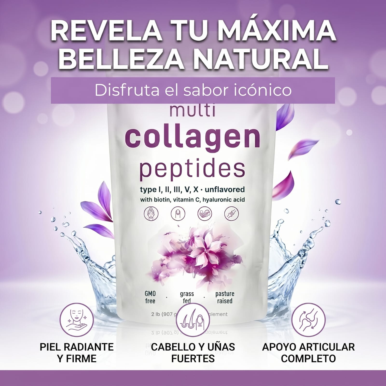 Multi Collageno Peptides + Biotina + Vitamina C + Hialurónico