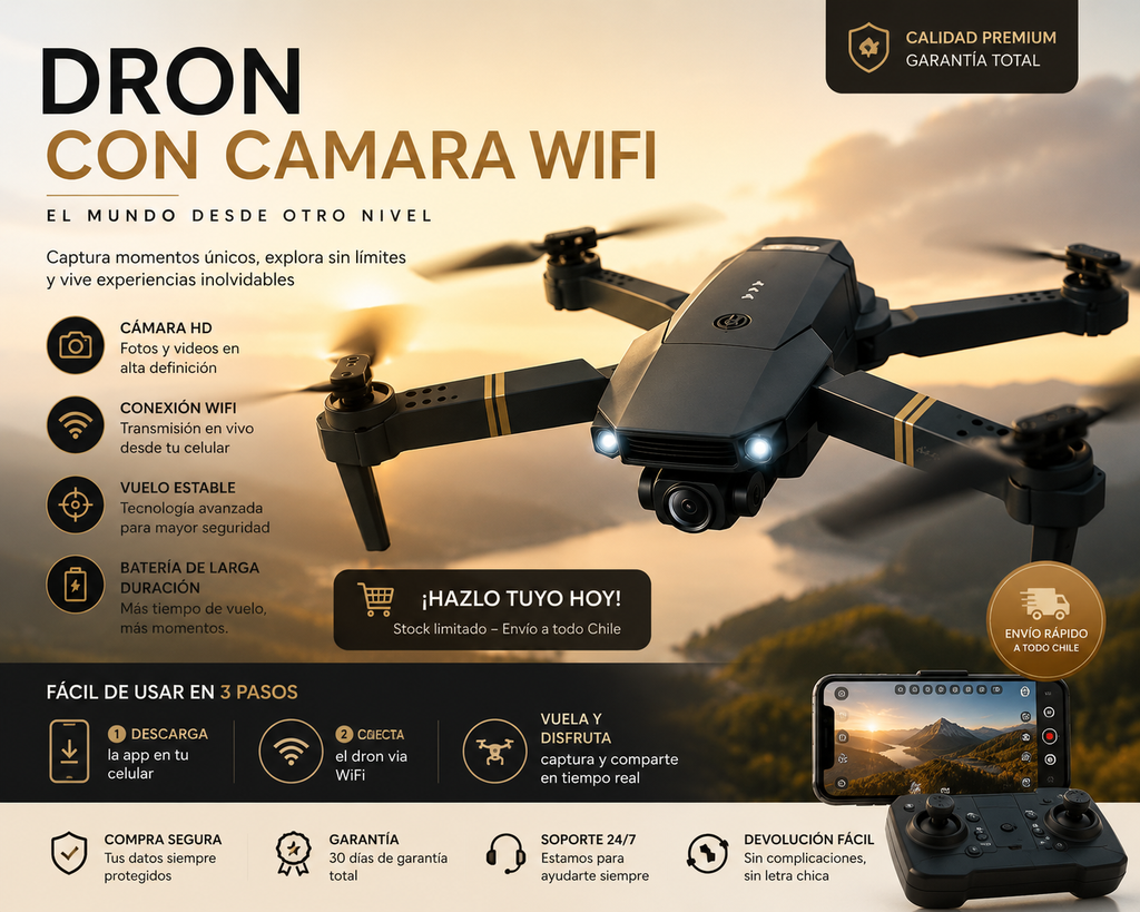 Dron Plegable Con Camara Wifi Hd Fpv
